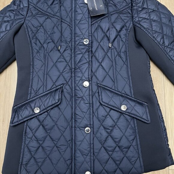 NWT London Fog Navy Blue Hooded Quilted Full Zip Jacket - Women’s M - Picture 4 of 16
